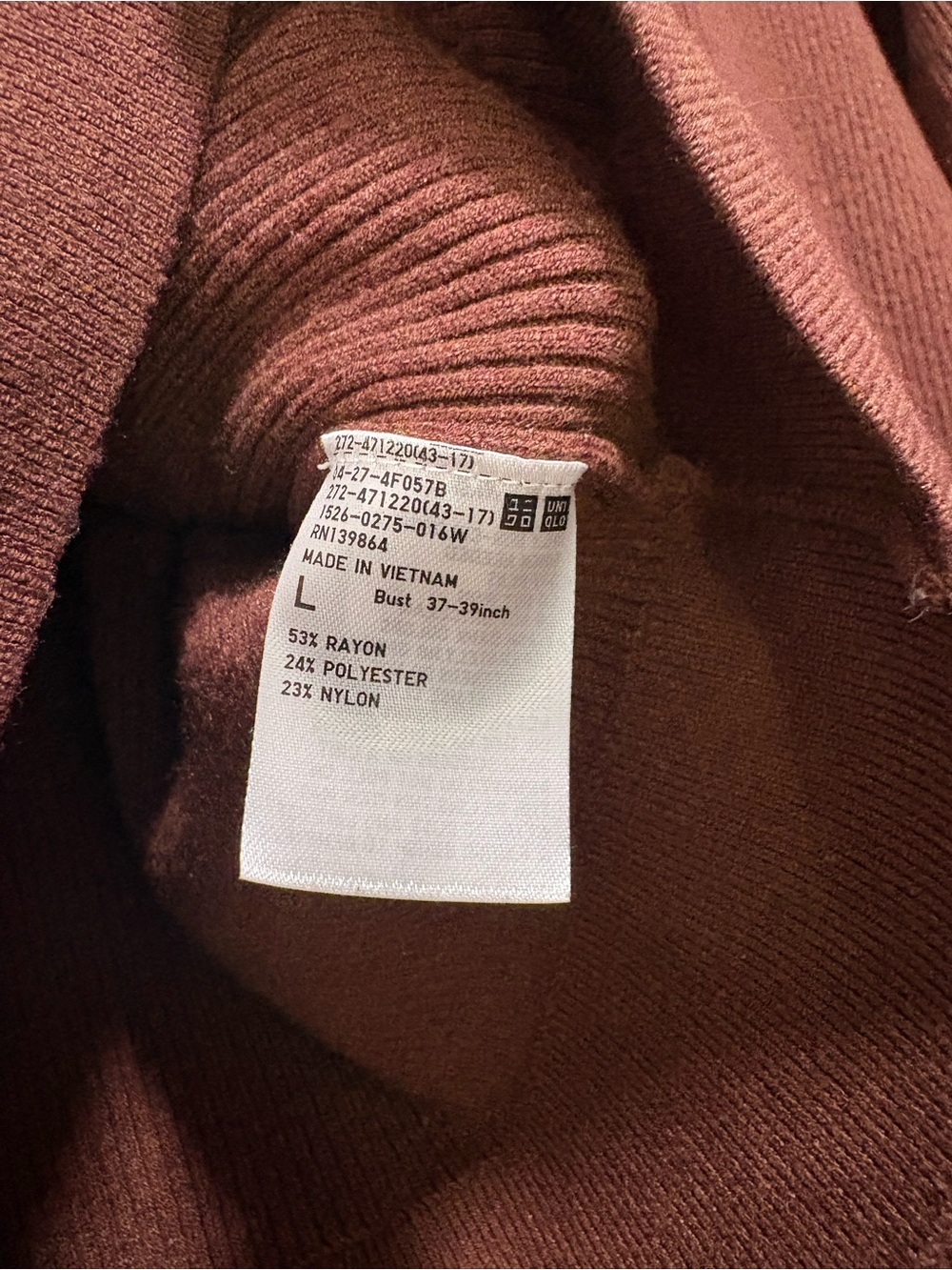 UNIQLO Knit Ribbed Loungewear Set Brown Polo Sweater Wide Leg Pants Size Large - Picture 6 of 6